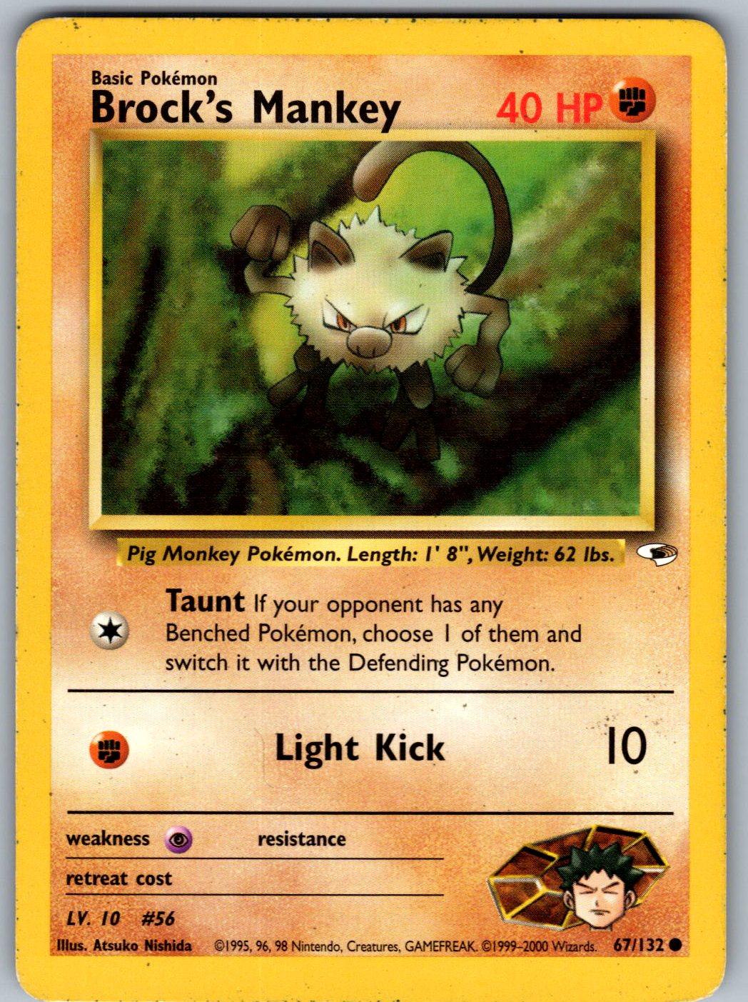 Brock's Mankey 67/132 Gym Heroes Pokemon Unlimited