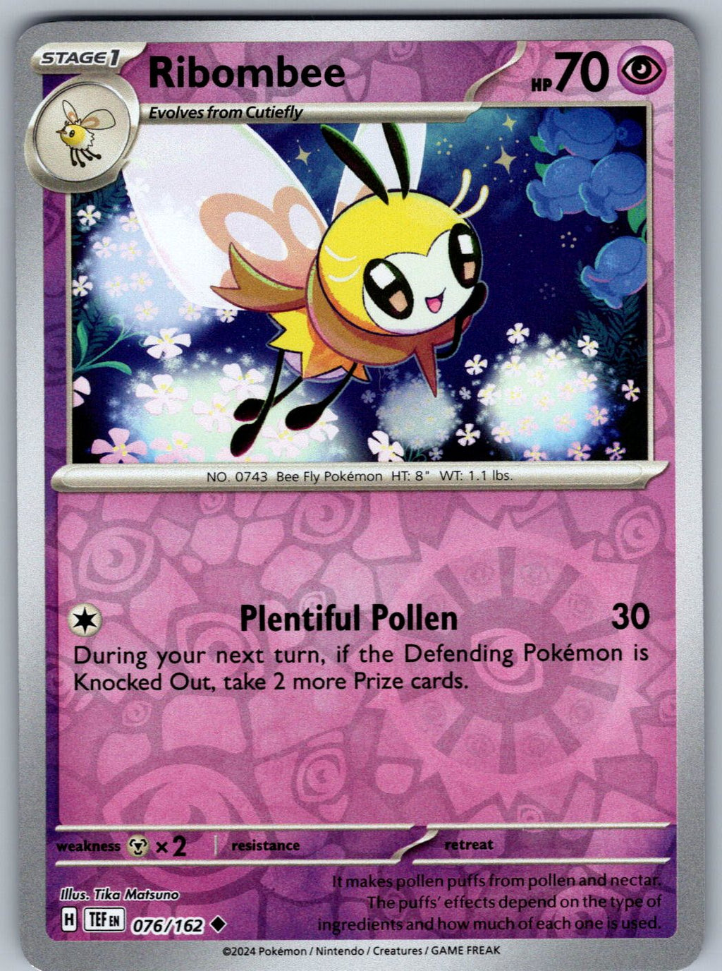Ribombee 076/162 Temporal Forces Pokemon Reverse Holo