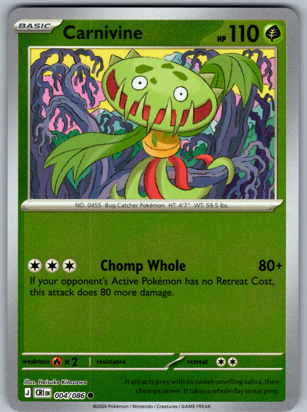 Carnivine 004/086 Chaos Rising Pokemon Reverse Holo