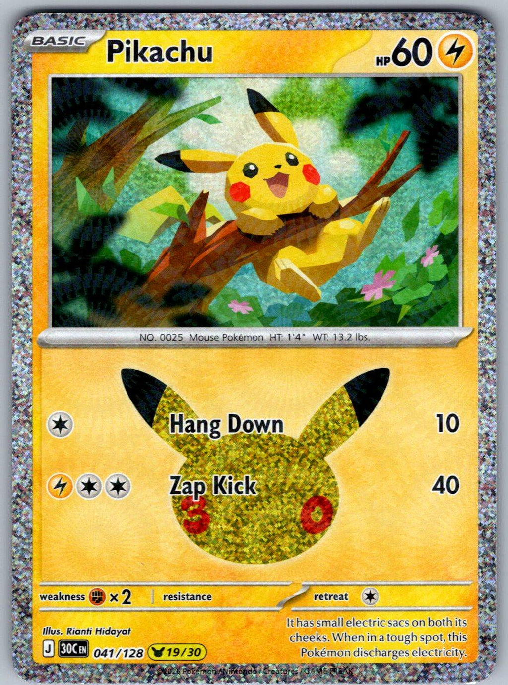 Pikachu 041/128 ME: 30th Celebration Pokemon Holo