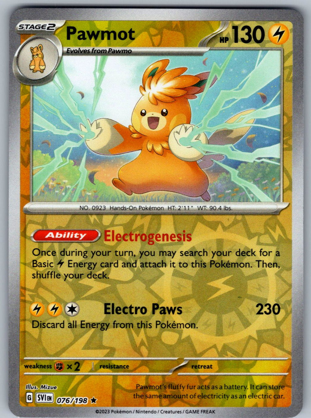 Pawmot 076/198 Scarlet & Violet Pokemon Reverse Holo