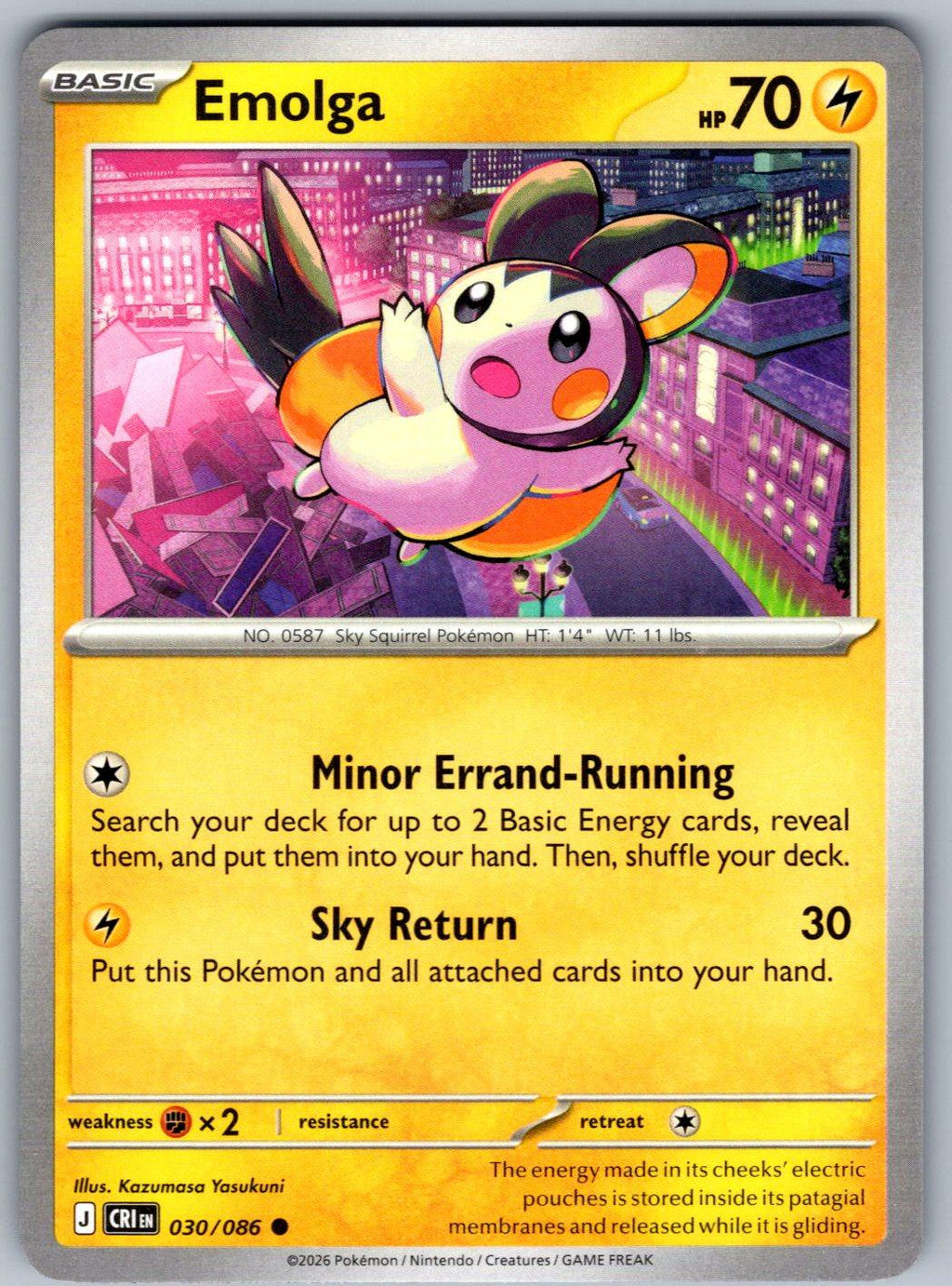 Emolga 030/086 Chaos Rising Pokemon