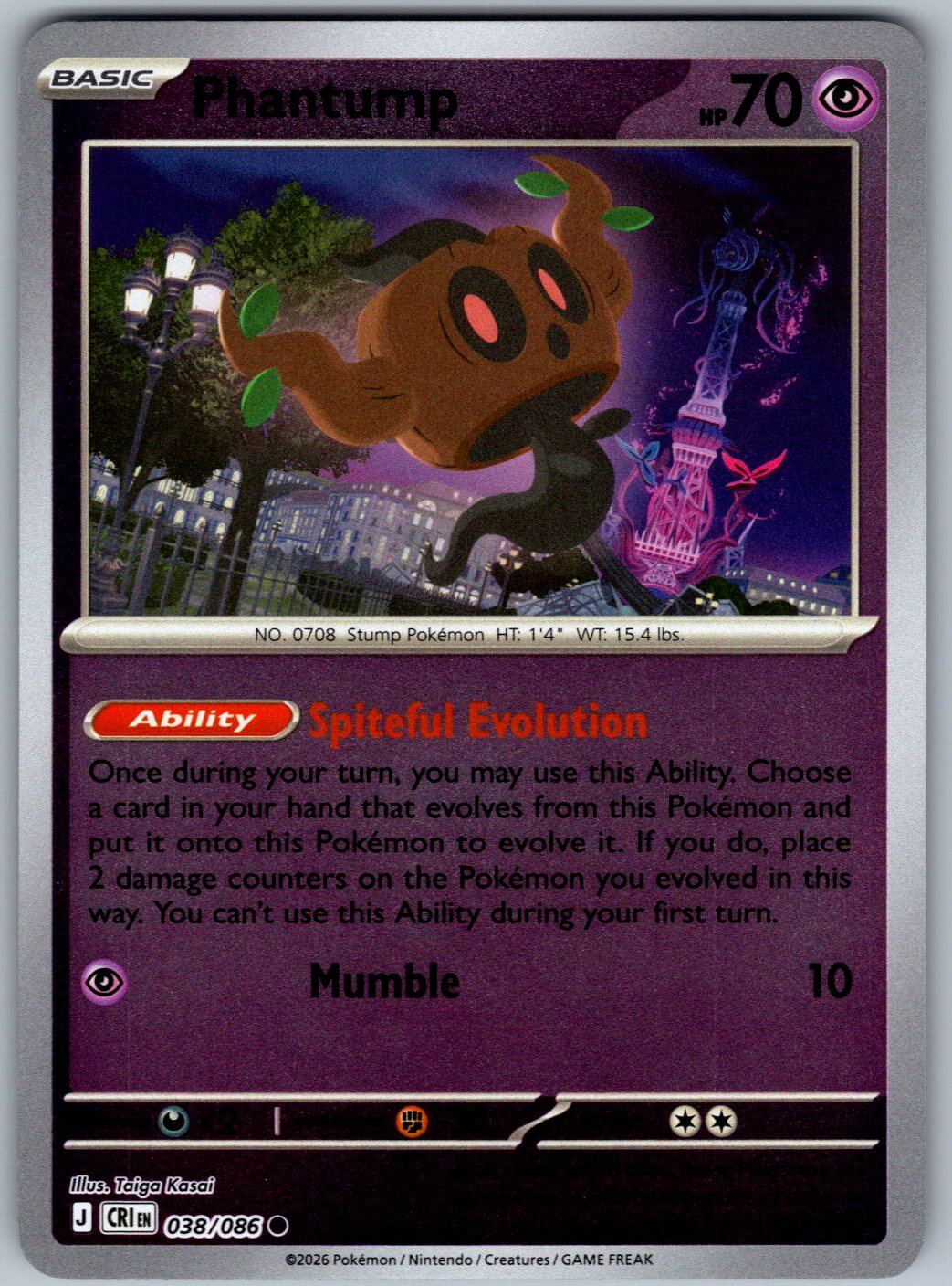 Phantump 038/086 Chaos Rising Pokemon Reverse Holo