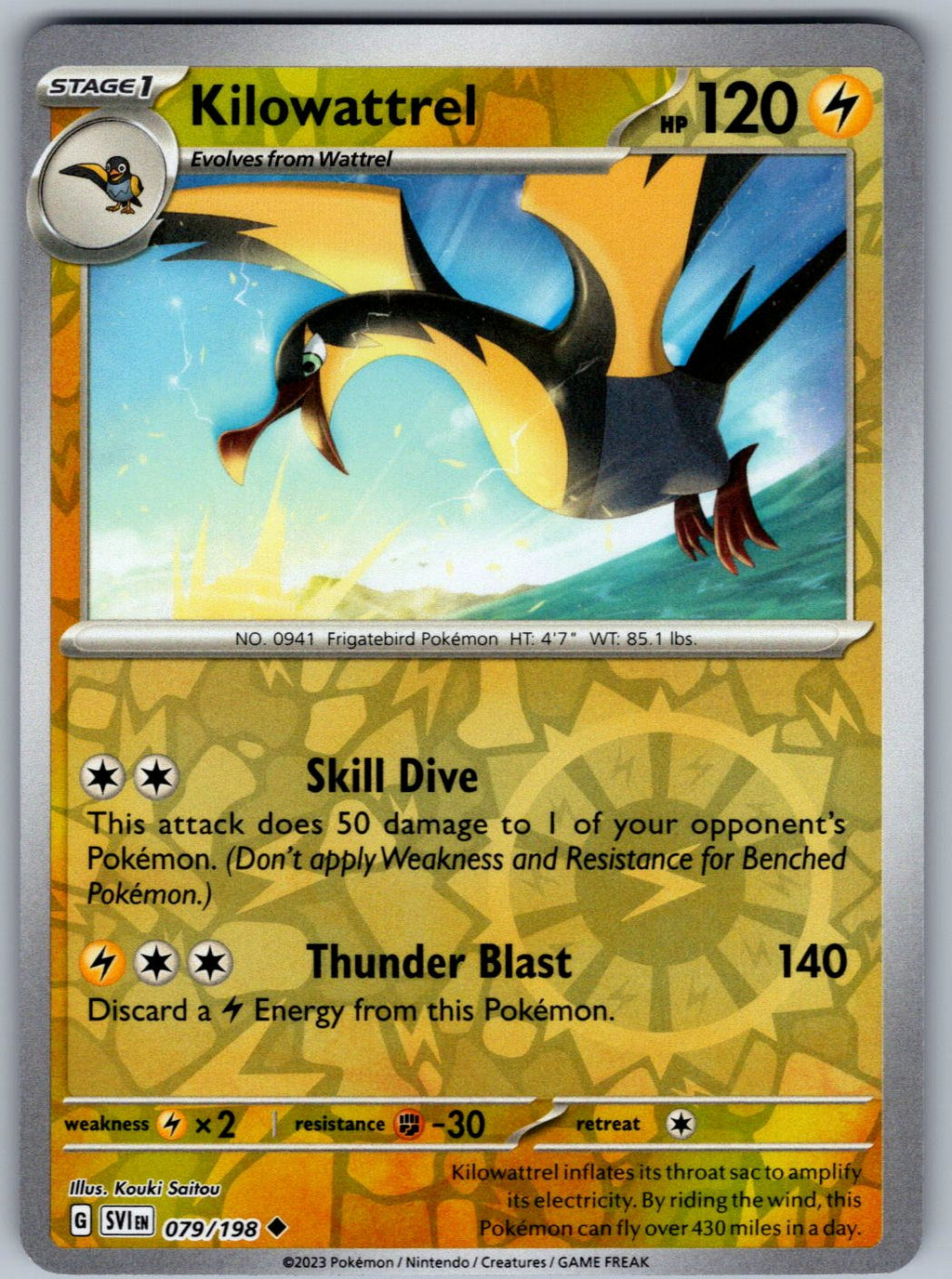 Kilowattrel 079/198 Scarlet & Violet Pokemon Reverse Holo