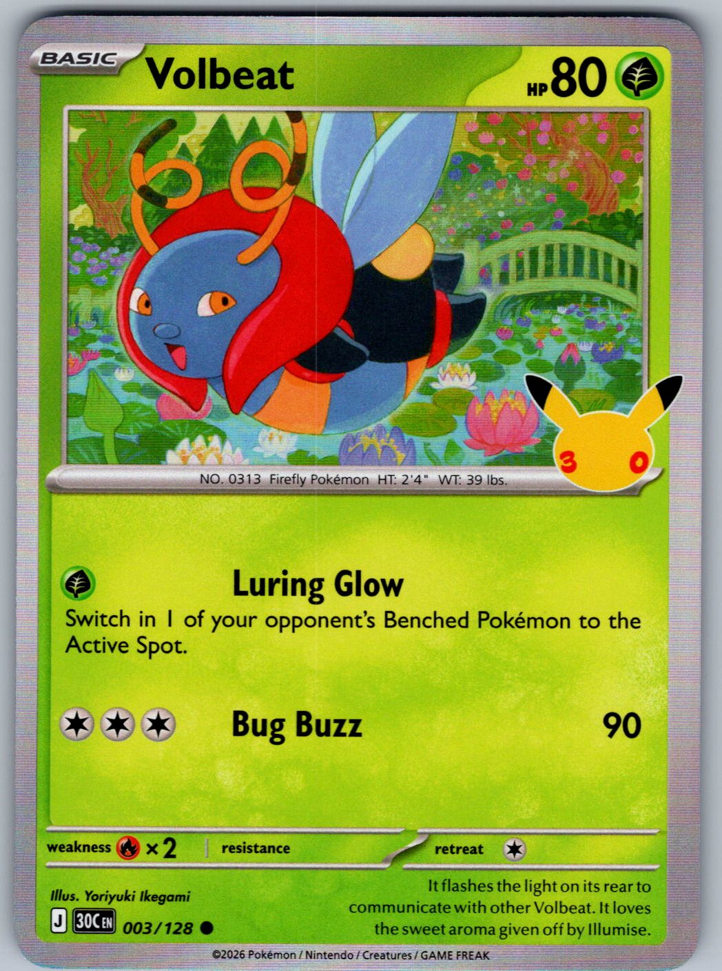 Volbeat 003/128 ME: 30th Celebration Pokemon Holo