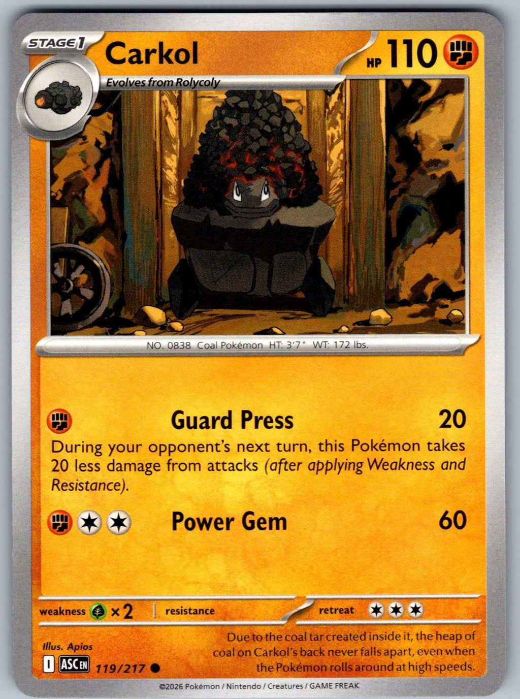 Carkol 119/217 Ascended Heroes Pokemon