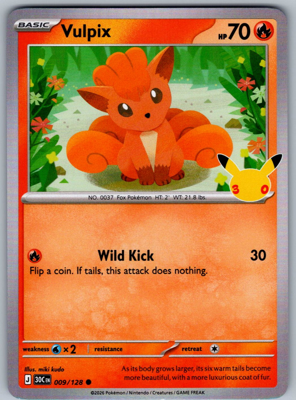 Vulpix 009/128 ME: 30th Celebration Pokemon Holo