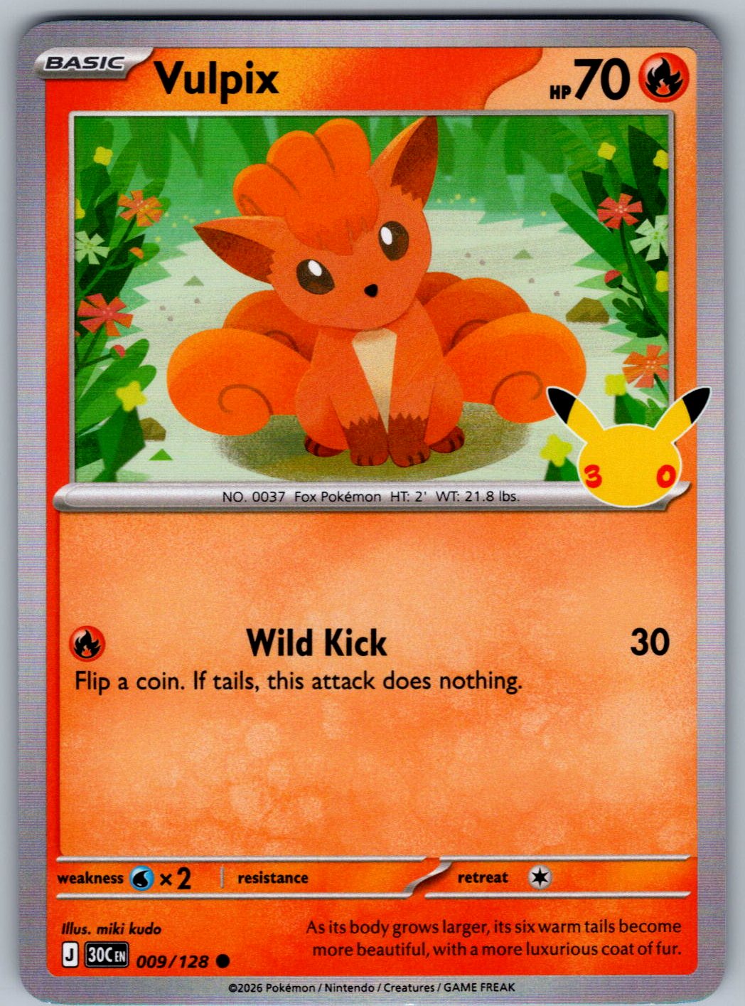 Vulpix 009/128 ME: 30th Celebration Pokemon Holo