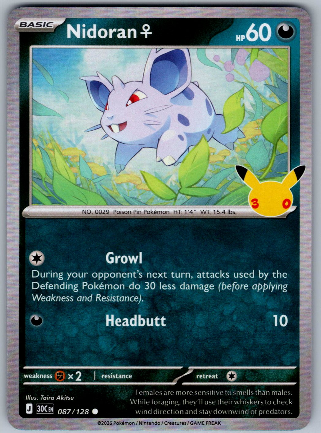 Nidoran F 087/128 ME: 30th Celebration Pokemon Holo
