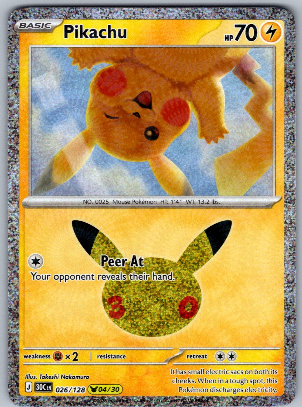 Pikachu 026/128 ME: 30th Celebration Pokemon Holo