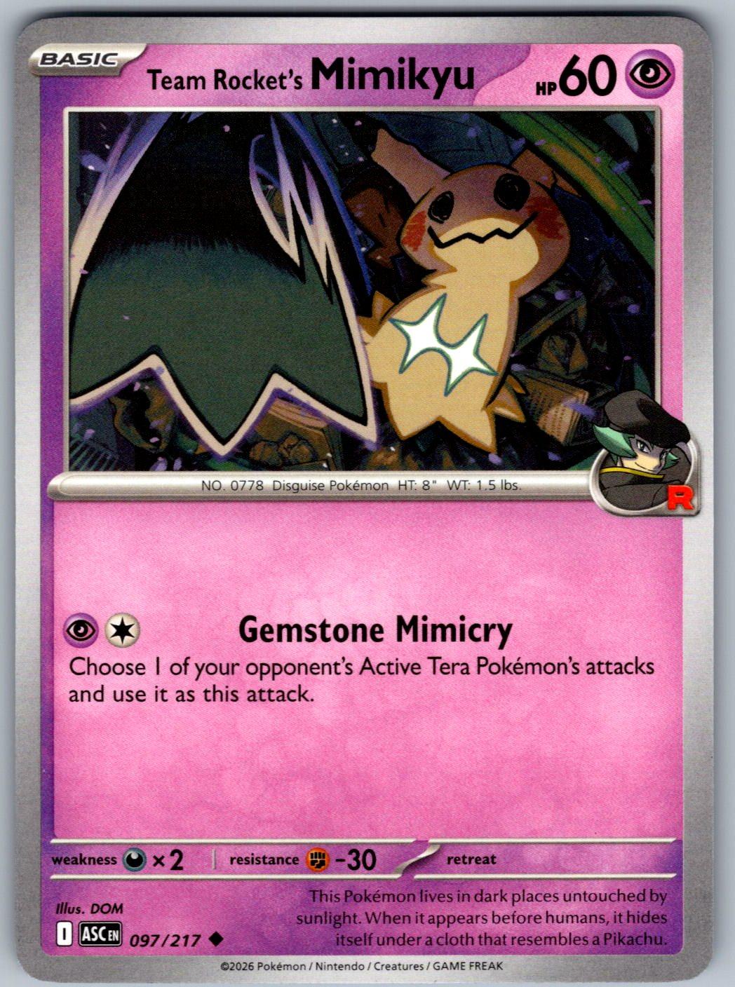 Team Rocket's Mimikyu 097/217 Ascended Heroes Pokemon