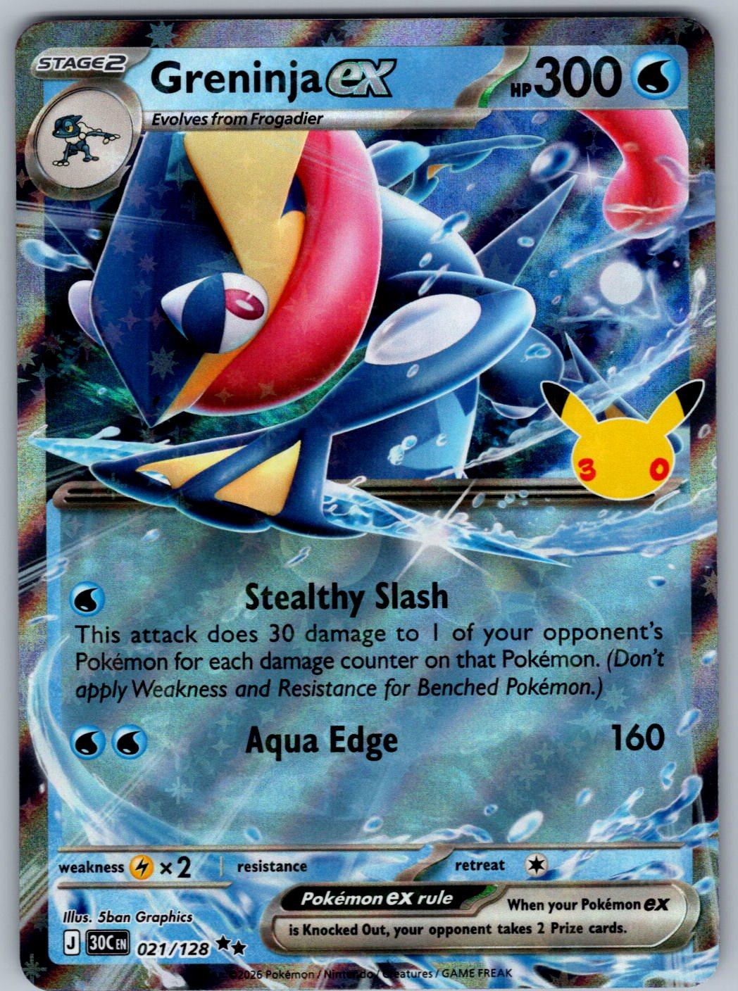 Greninja ex 021/128 ME: 30th Celebration Pokemon Holo