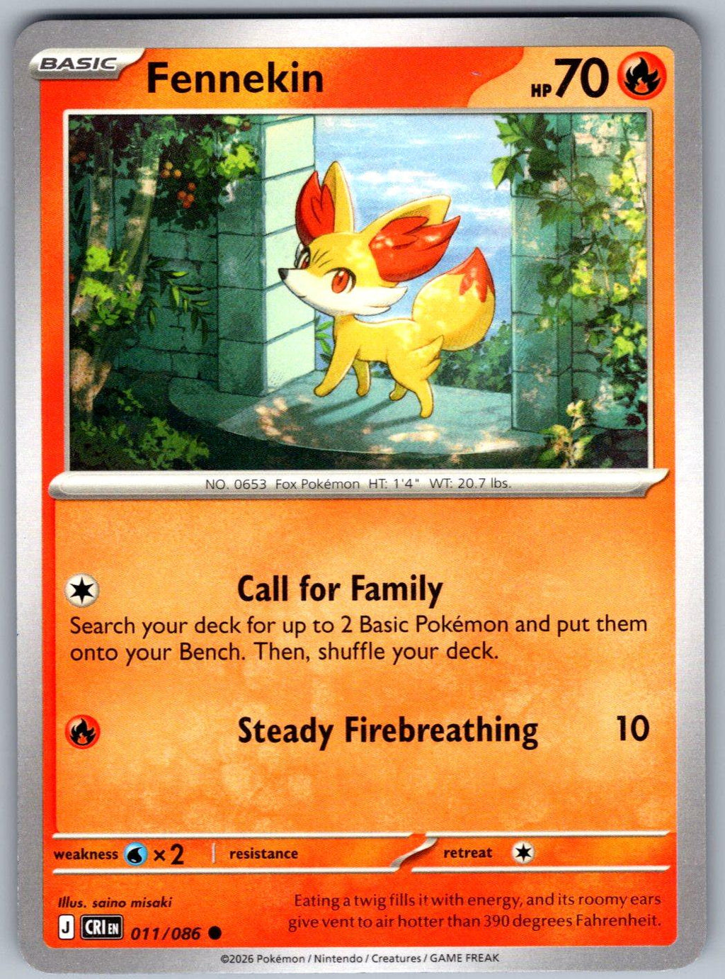 Fennekin 011/086 Chaos Rising Pokemon