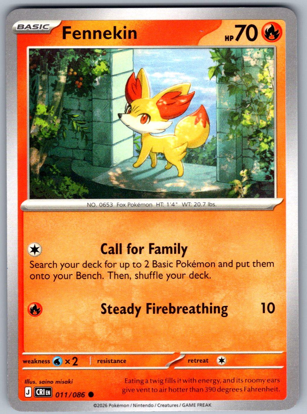 Fennekin 011/086 Chaos Rising Pokemon