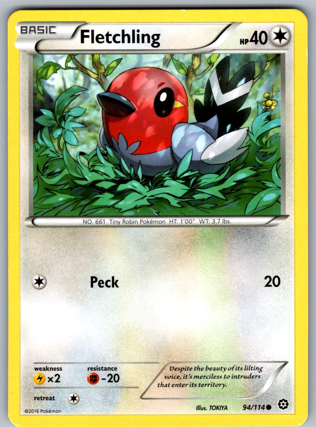 Fletchling 94/114 Steam Siege Pokemon