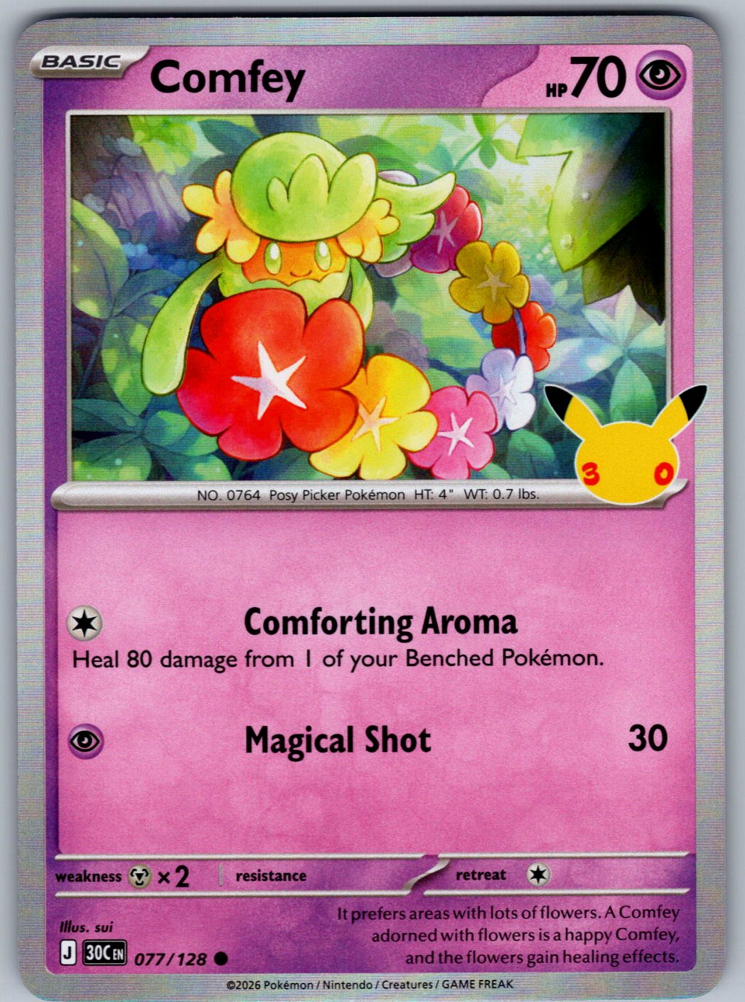 Comfey 077/128 ME: 30th Celebration Pokemon Holo
