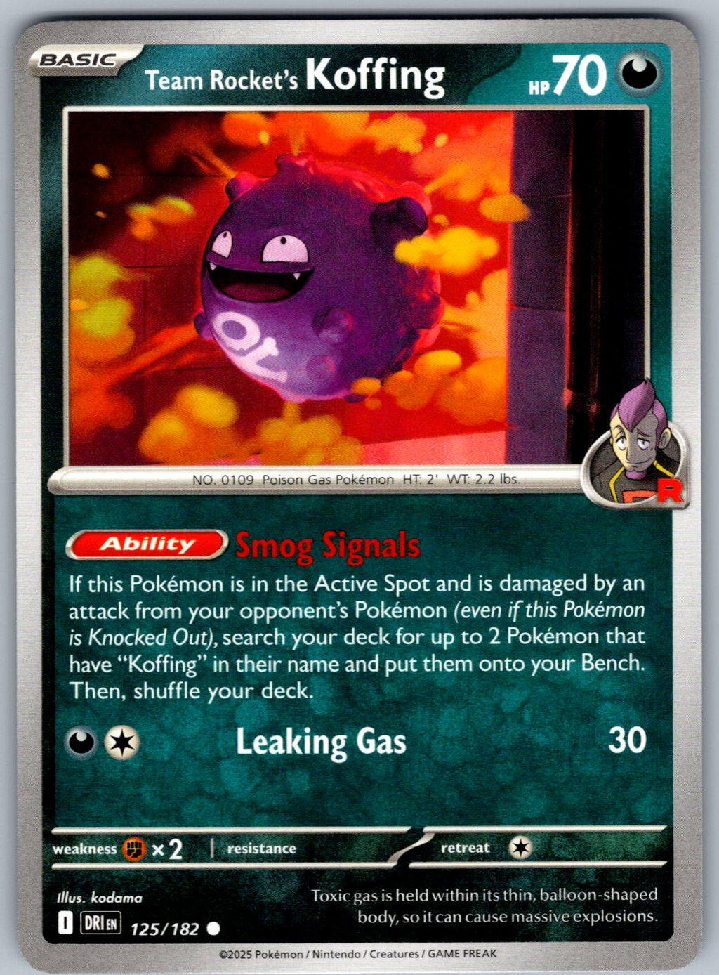 Team Rocket's Koffing 125/182 Destined Rivals Pokemon