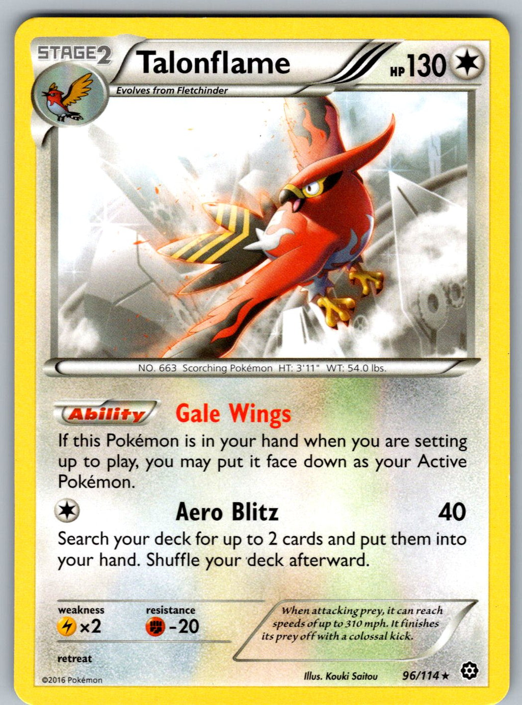 Talonflame 96/114 Steam Siege Pokemon