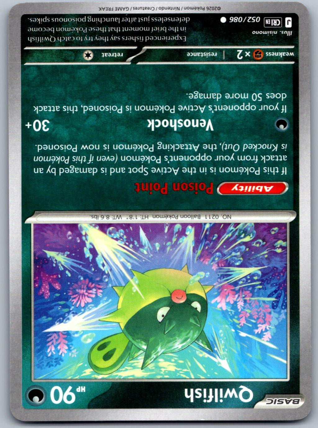 Qwilfish 052/086 Chaos Rising Pokemon