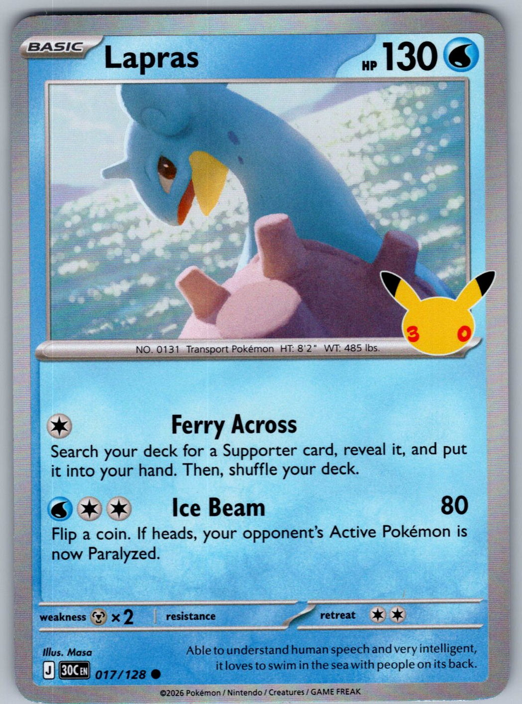 Lapras 017/128 ME: 30th Celebration Pokemon Holo