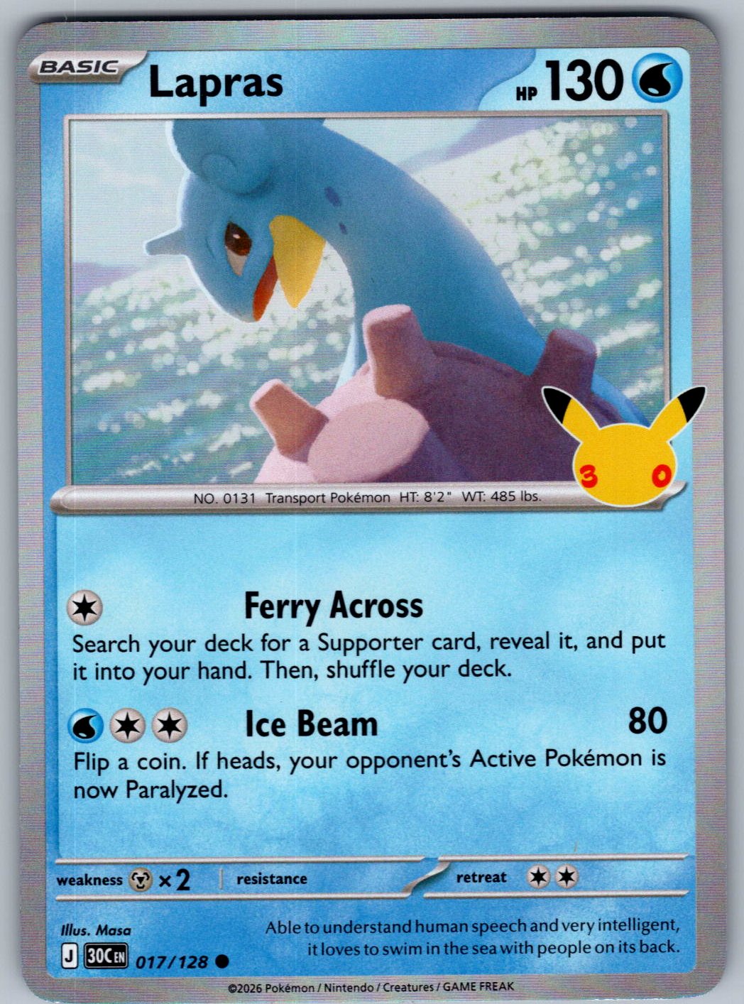 Lapras 017/128 ME: 30th Celebration Pokemon Holo