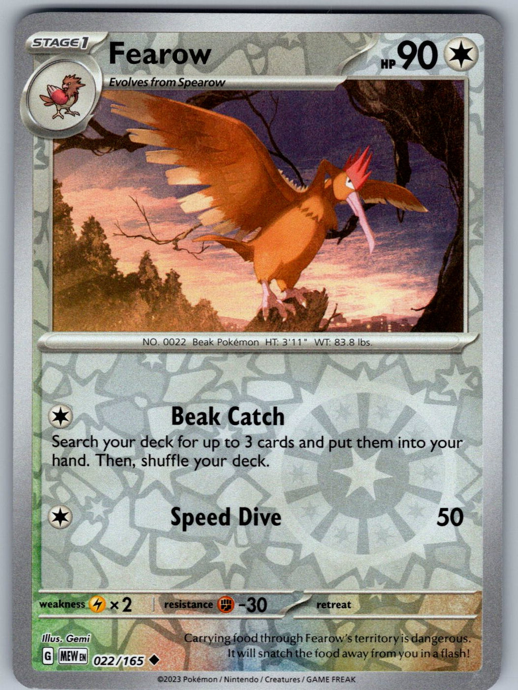 Fearow 022/165 151 Pokemon