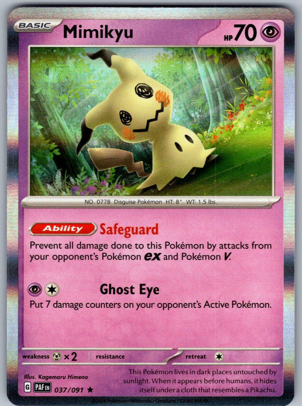 Mimikyu 037/091 Paldean Fates Pokemon Holo