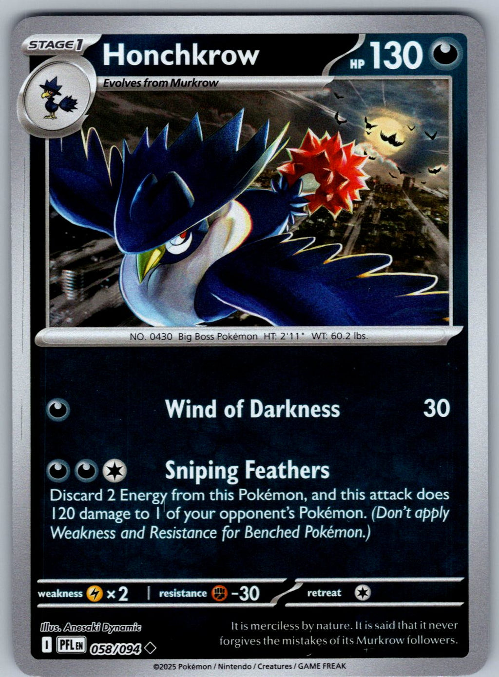 Honchkrow 058/094 Phantasmal Flames Pokemon