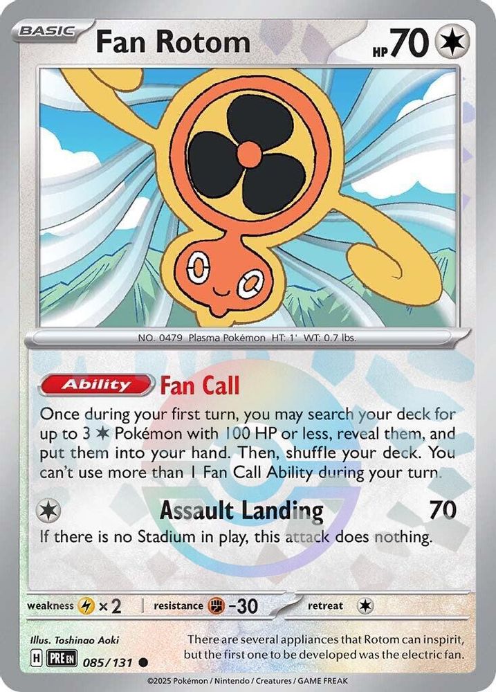 Fan Rotom (Poke Ball Pattern) 085/131 Prismatic Evolutions Pokemon Holo