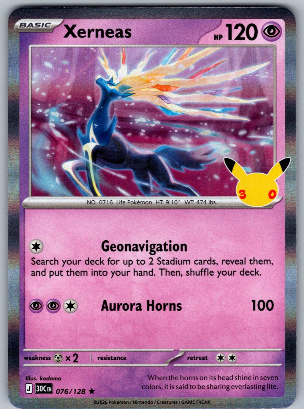 Xerneas 076/128 ME: 30th Celebration Pokemon Holo