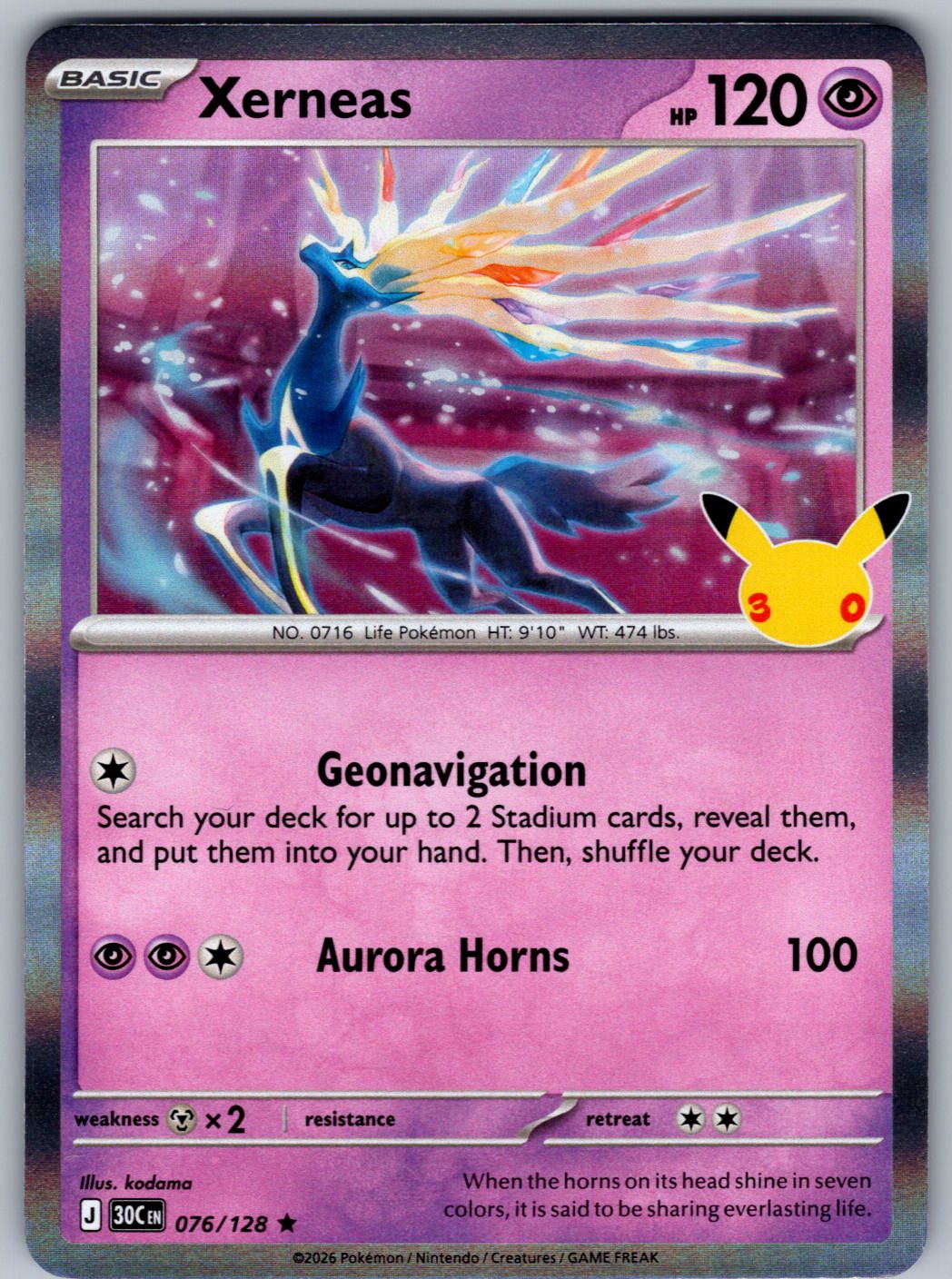 Xerneas 076/128 ME: 30th Celebration Pokemon Holo