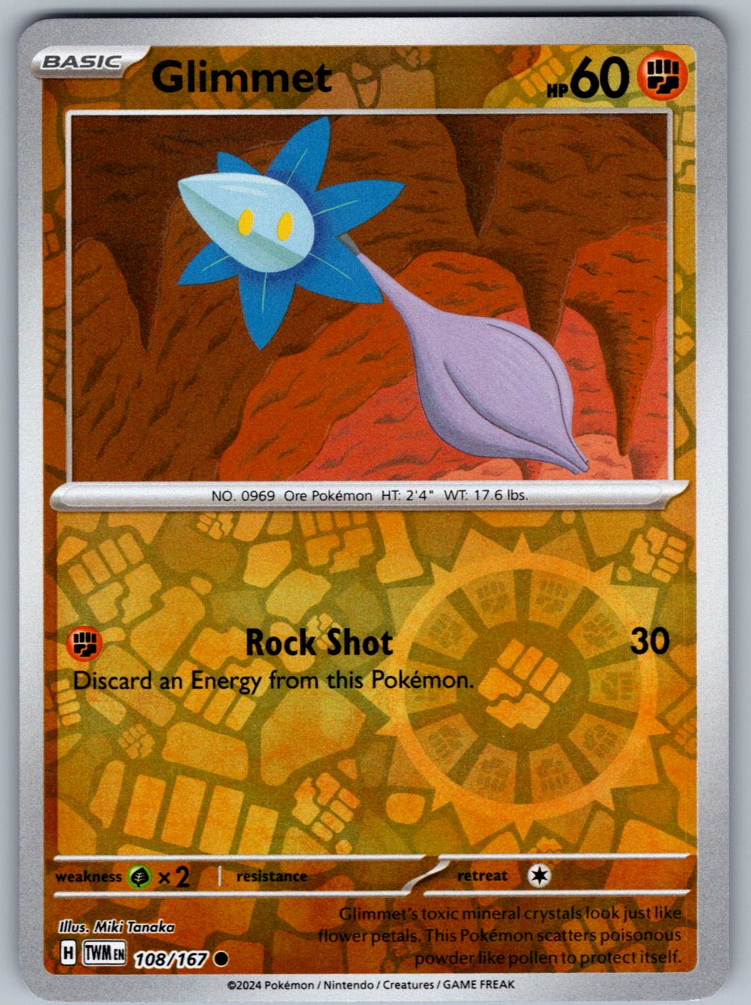 Glimmet 108/167 Twilight Masquerade Pokemon Reverse Holo