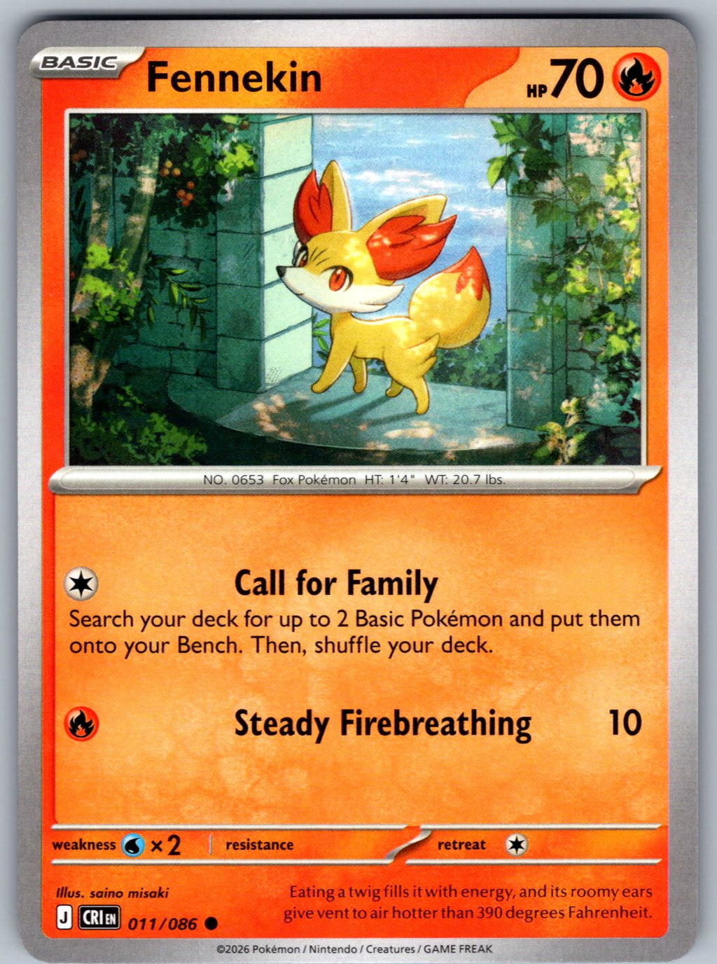 Fennekin 011/086 Chaos Rising Pokemon