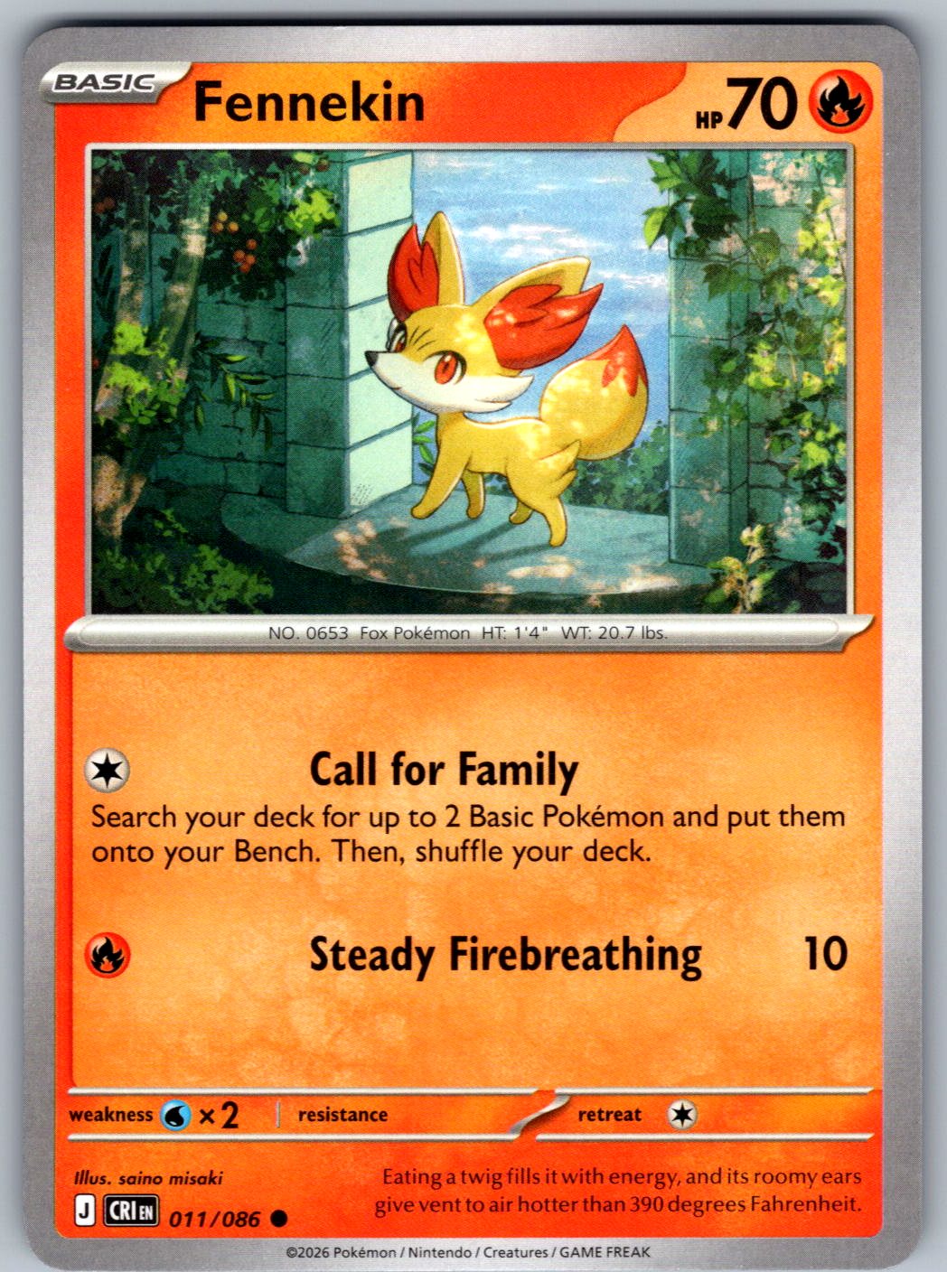 Fennekin 011/086 Chaos Rising Pokemon