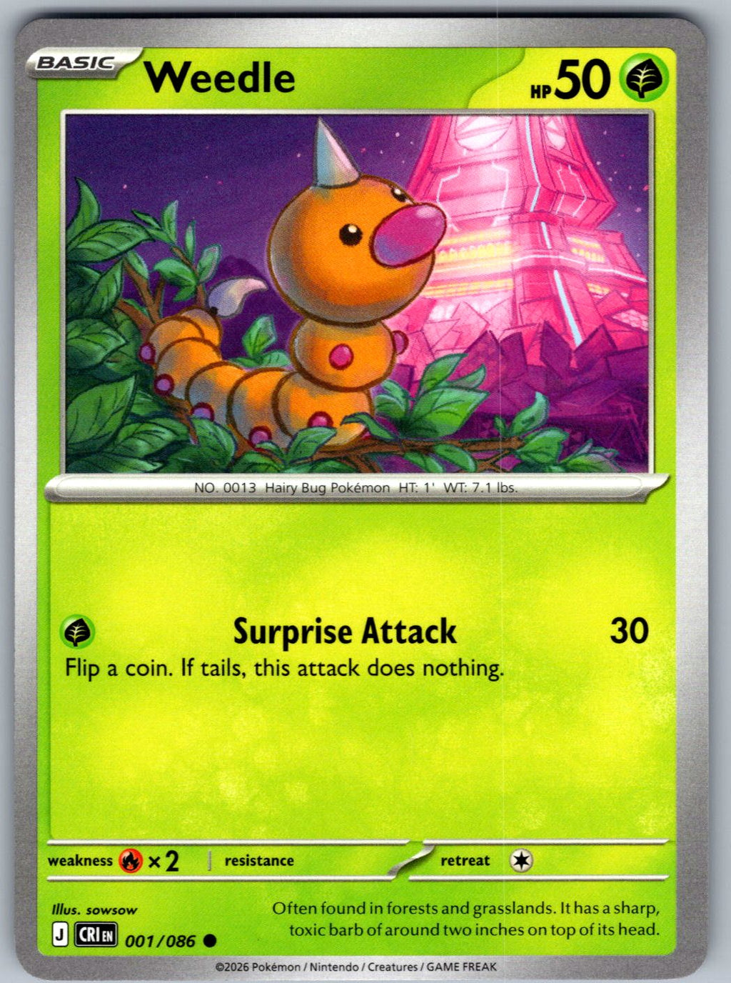 Weedle 001/086 Chaos Rising Pokemon