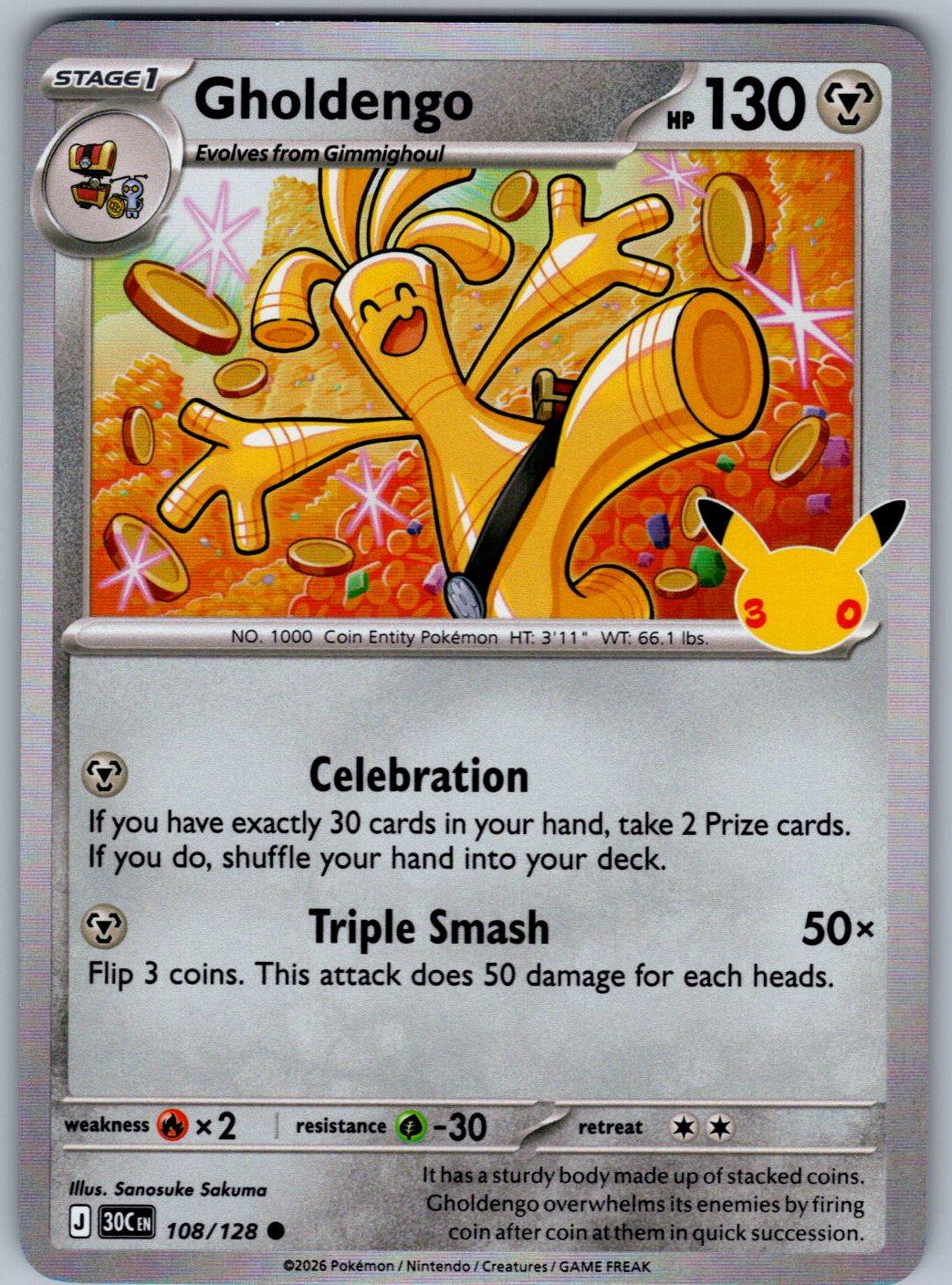 Gholdengo 108/128 ME: 30th Celebration Pokemon Holo