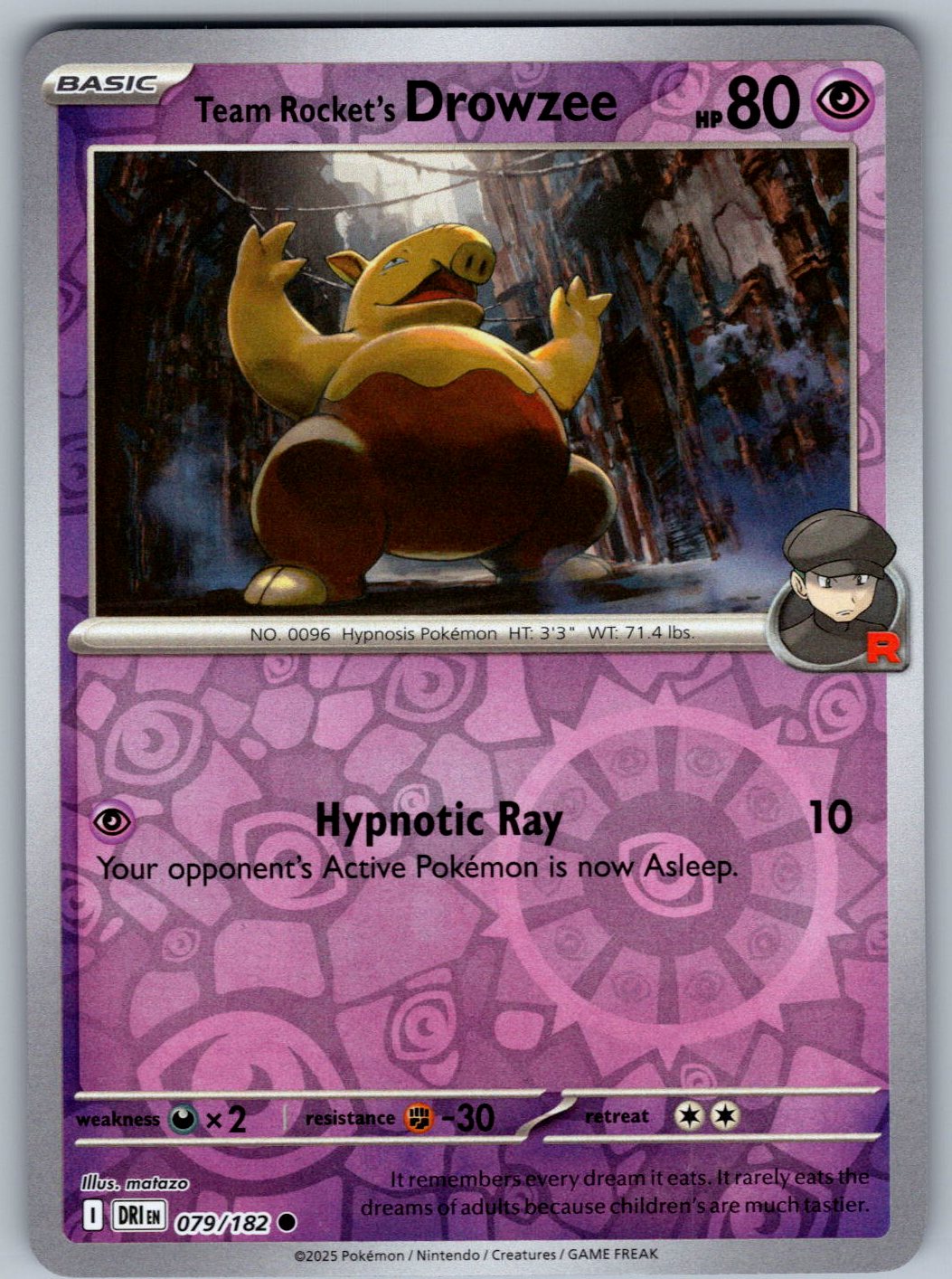 Team Rocket's Drowzee 079/182 Destined Rivals Pokemon Reverse Holo