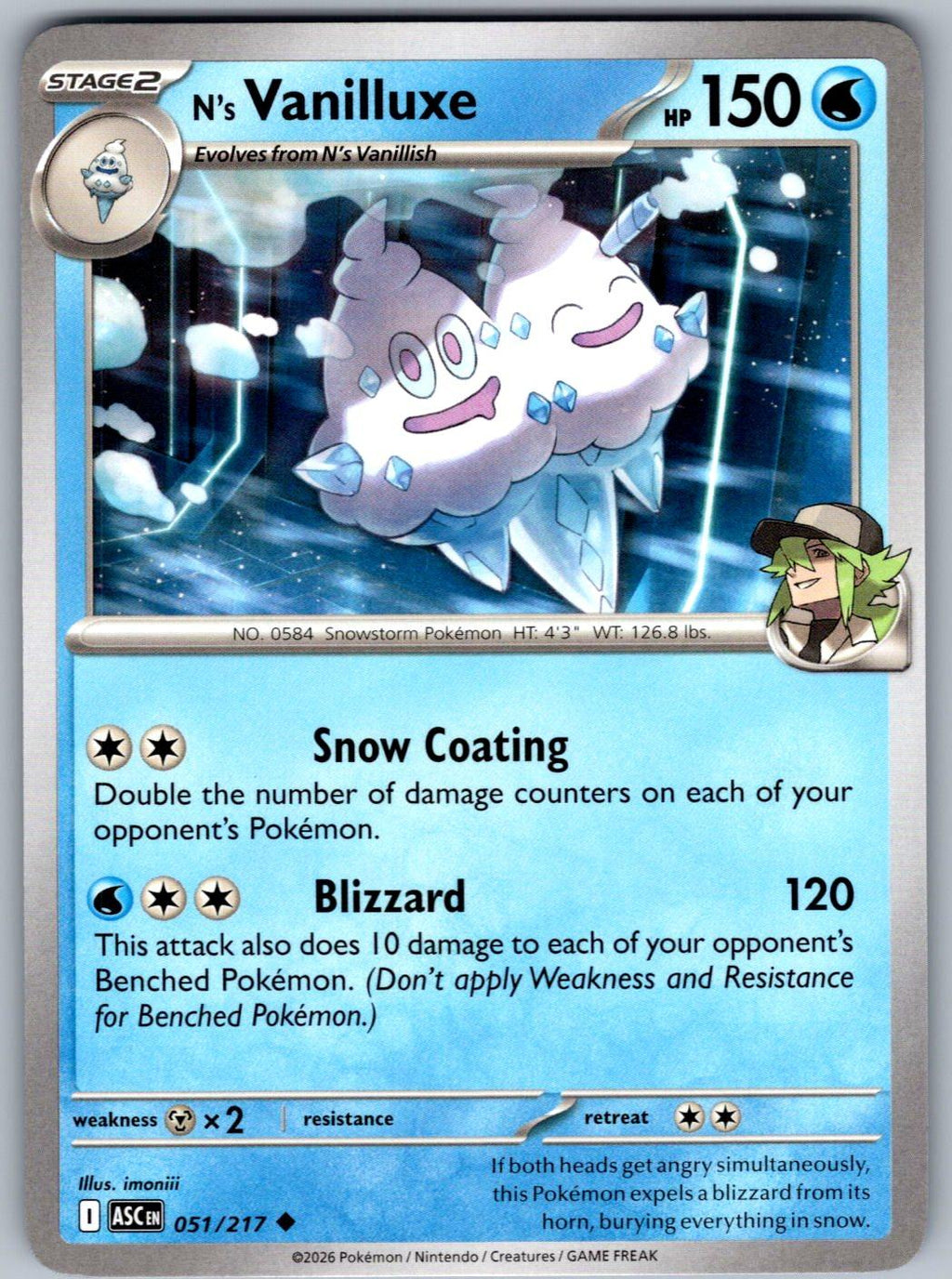 N's Vanilluxe 051/217 Ascended Heroes Pokemon