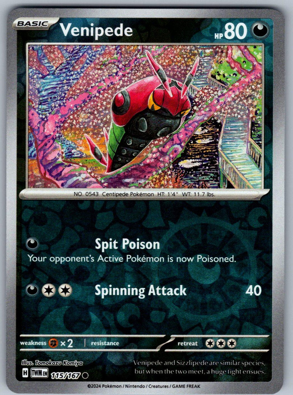 Venipede 115/167 Twilight Masquerade Pokemon Reverse Holo