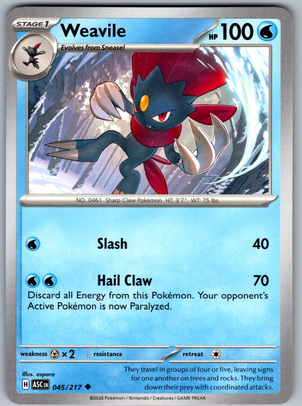 Weavile 045/217 Ascended Heroes Pokemon