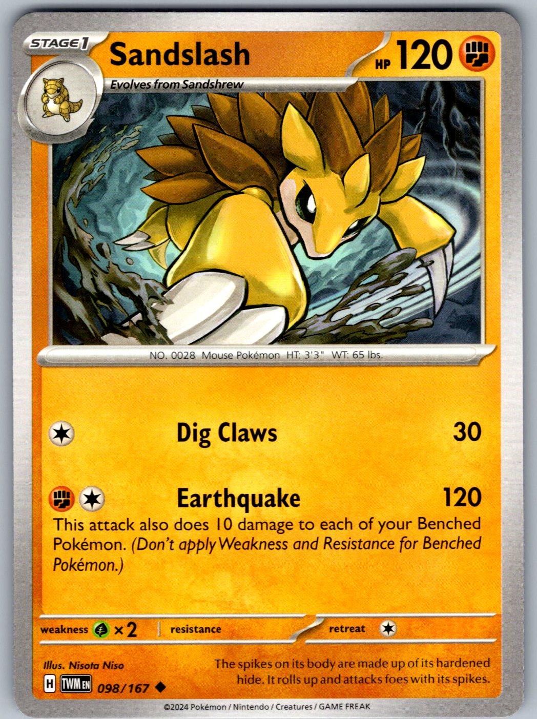 Sandslash 098/167 Twilight Masquerade Pokemon