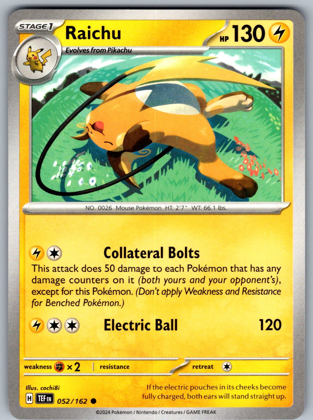 Raichu 052/162 Temporal Forces Pokemon