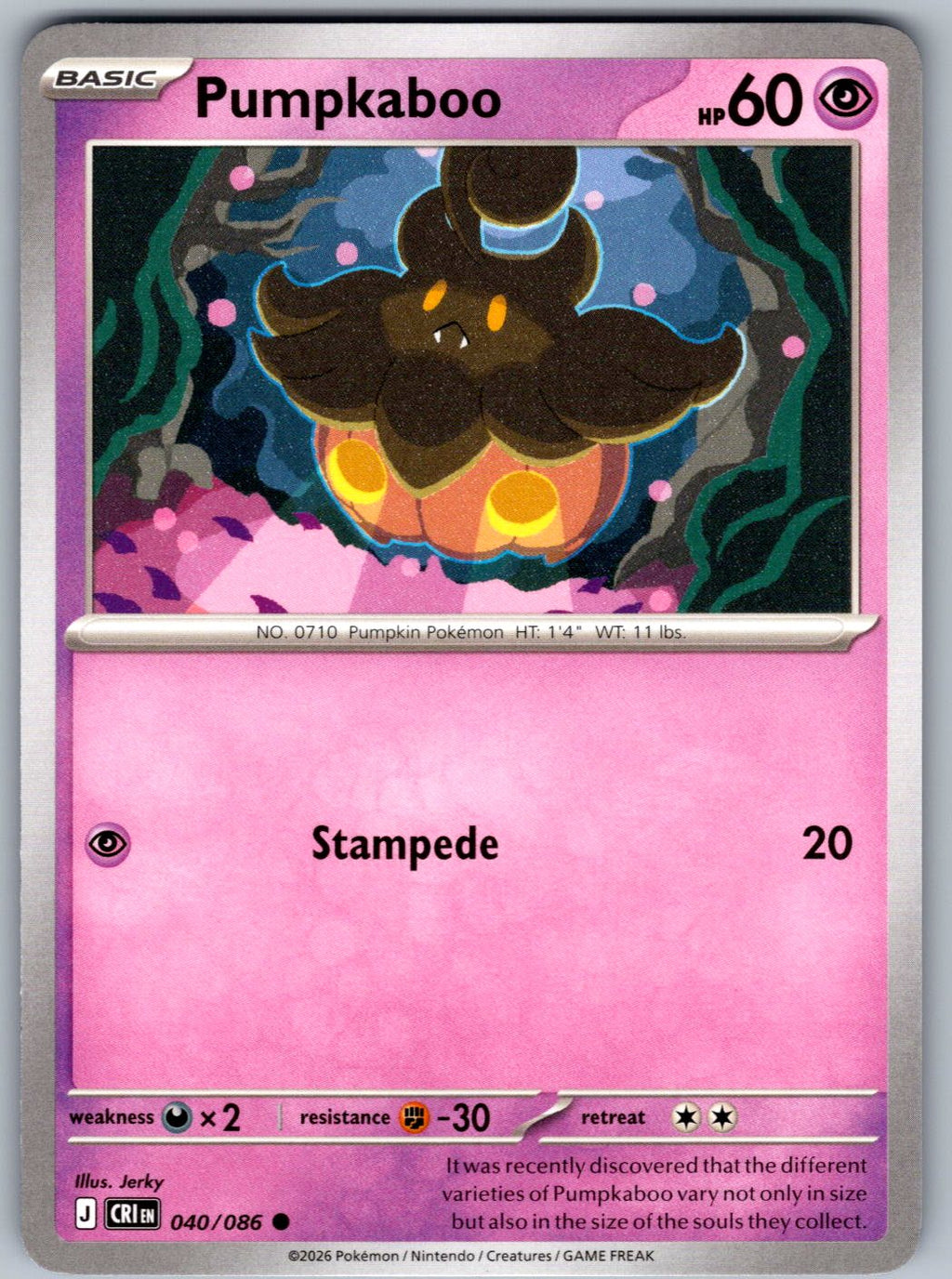 Pumpkaboo 040/086 Chaos Rising Pokemon