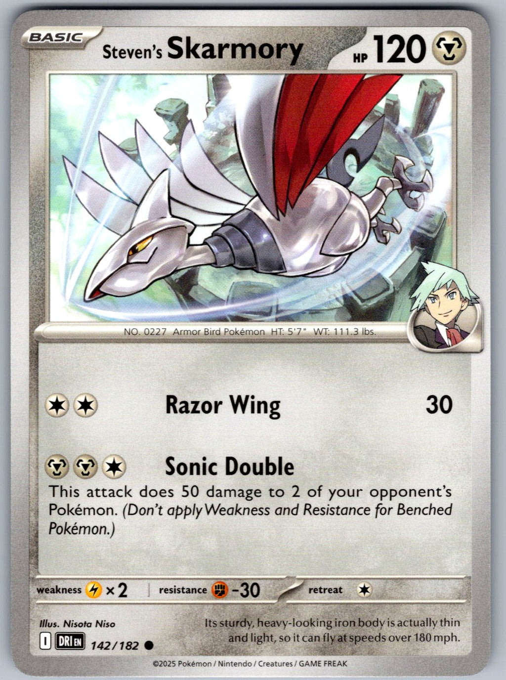 Steven's Skarmory 142/182 Destined Rivals Pokemon