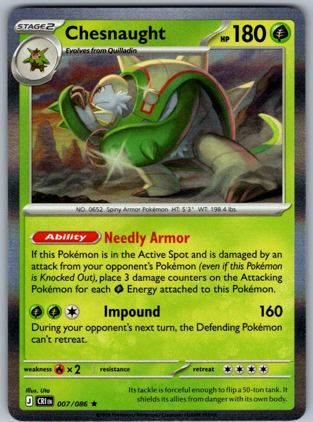Chesnaught 007/086 Chaos Rising Pokemon Holo