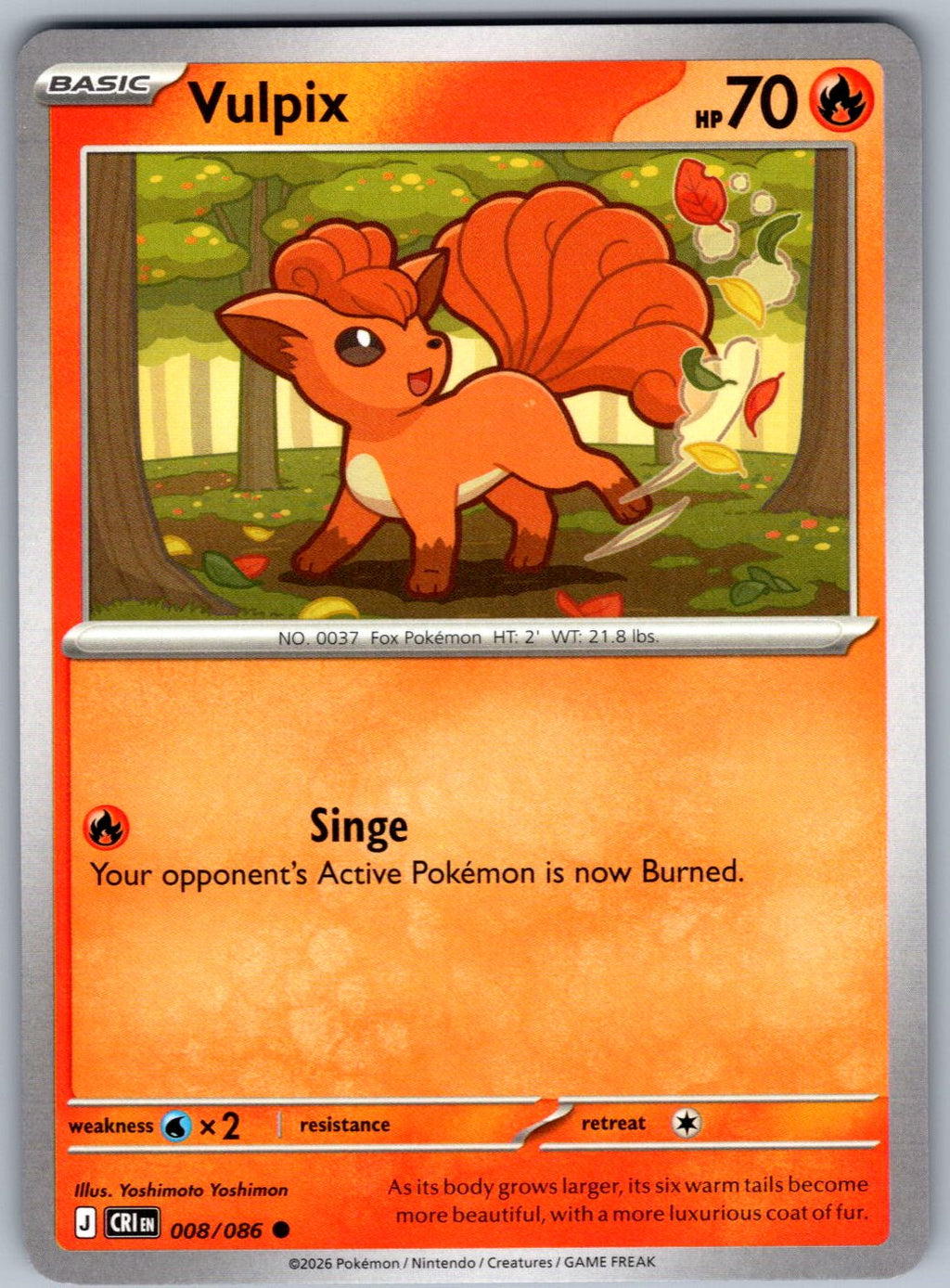 Vulpix 008/086 Chaos Rising Pokemon