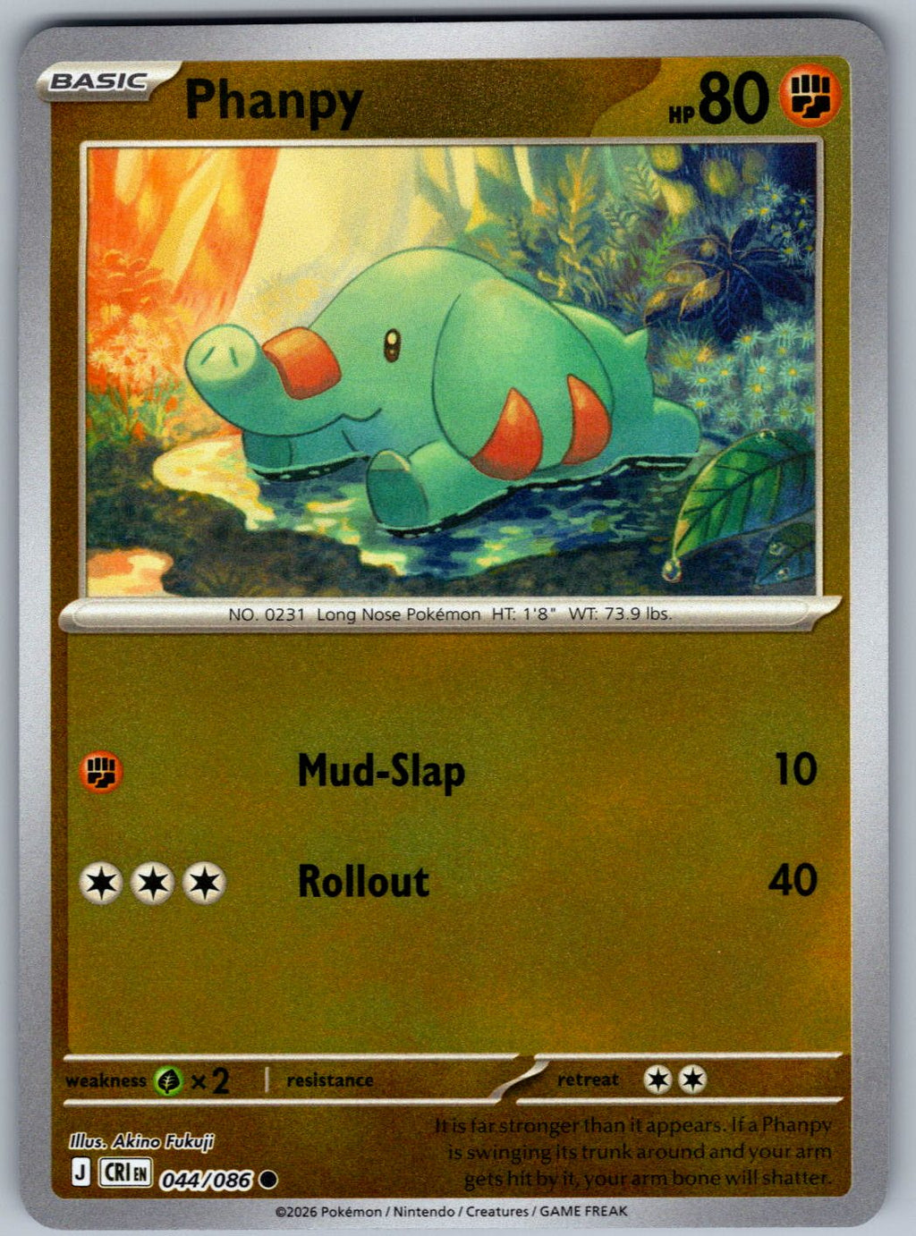 Phanpy 044/086 Chaos Rising Pokemon Reverse Holo