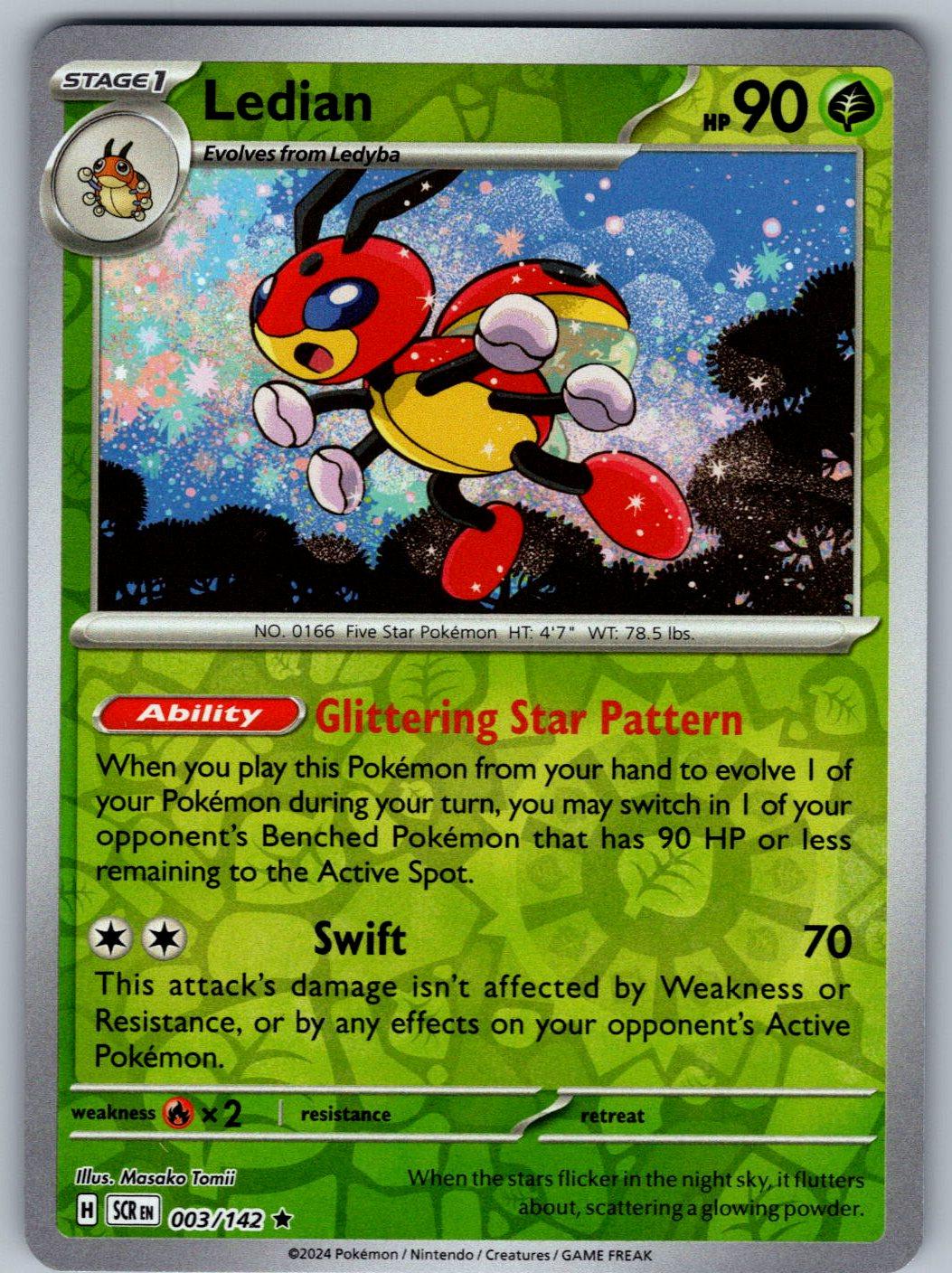 Ledian 3/142 Stellar Crown Pokemon Reverse Holo