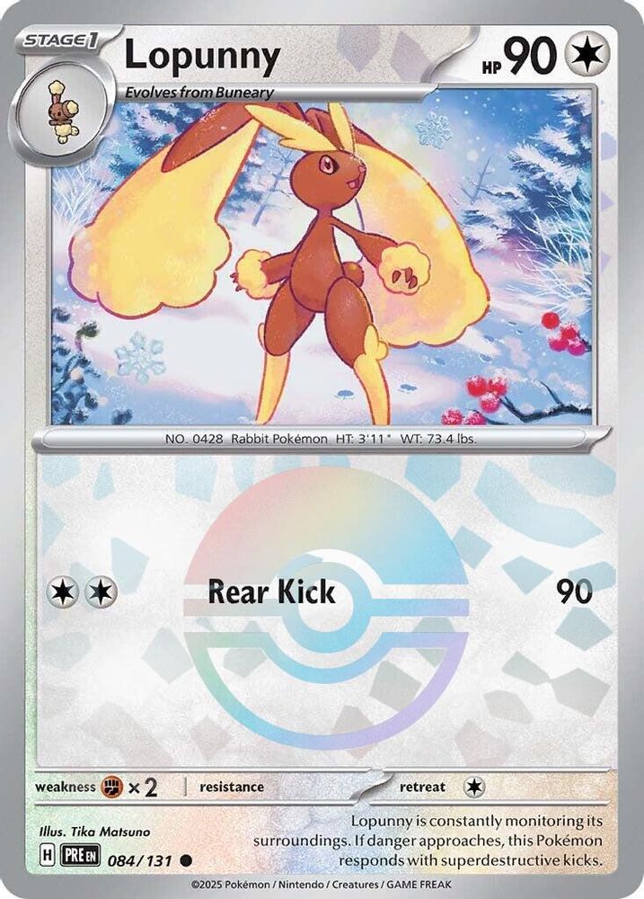 Lopunny (Poke Ball Pattern) 084/131 Prismatic Evolutions Pokemon Holo