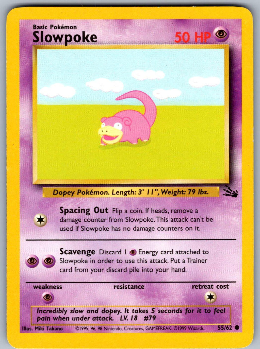 Slowpoke 55/62 Fossil Pokemon Unlimited
